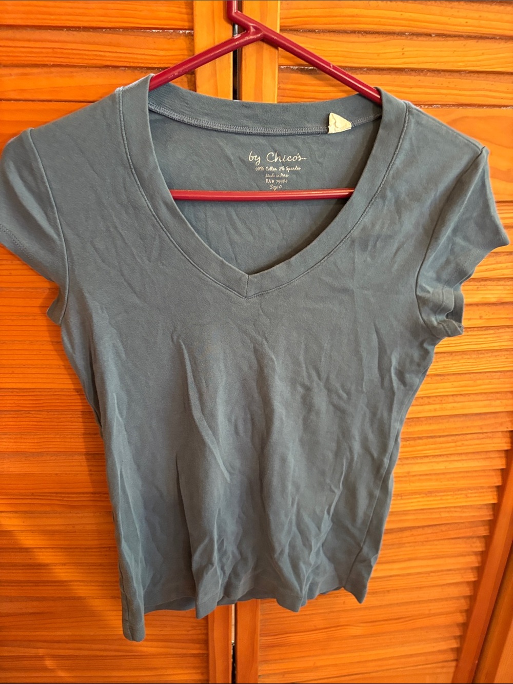 Chico's Slate Blue V-Neck Short Sleeve Tee